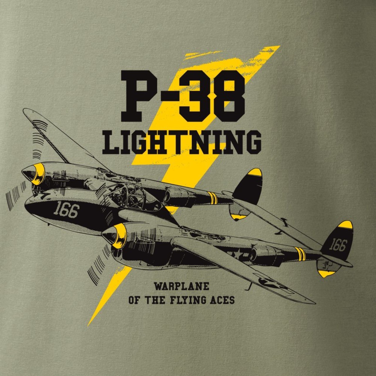 Tričko P-38 LIGHTNING ZELENÉ