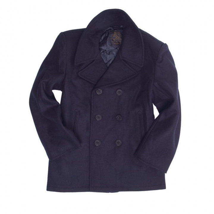 Kabát US PEA COAT vlnený Tmavomodrý