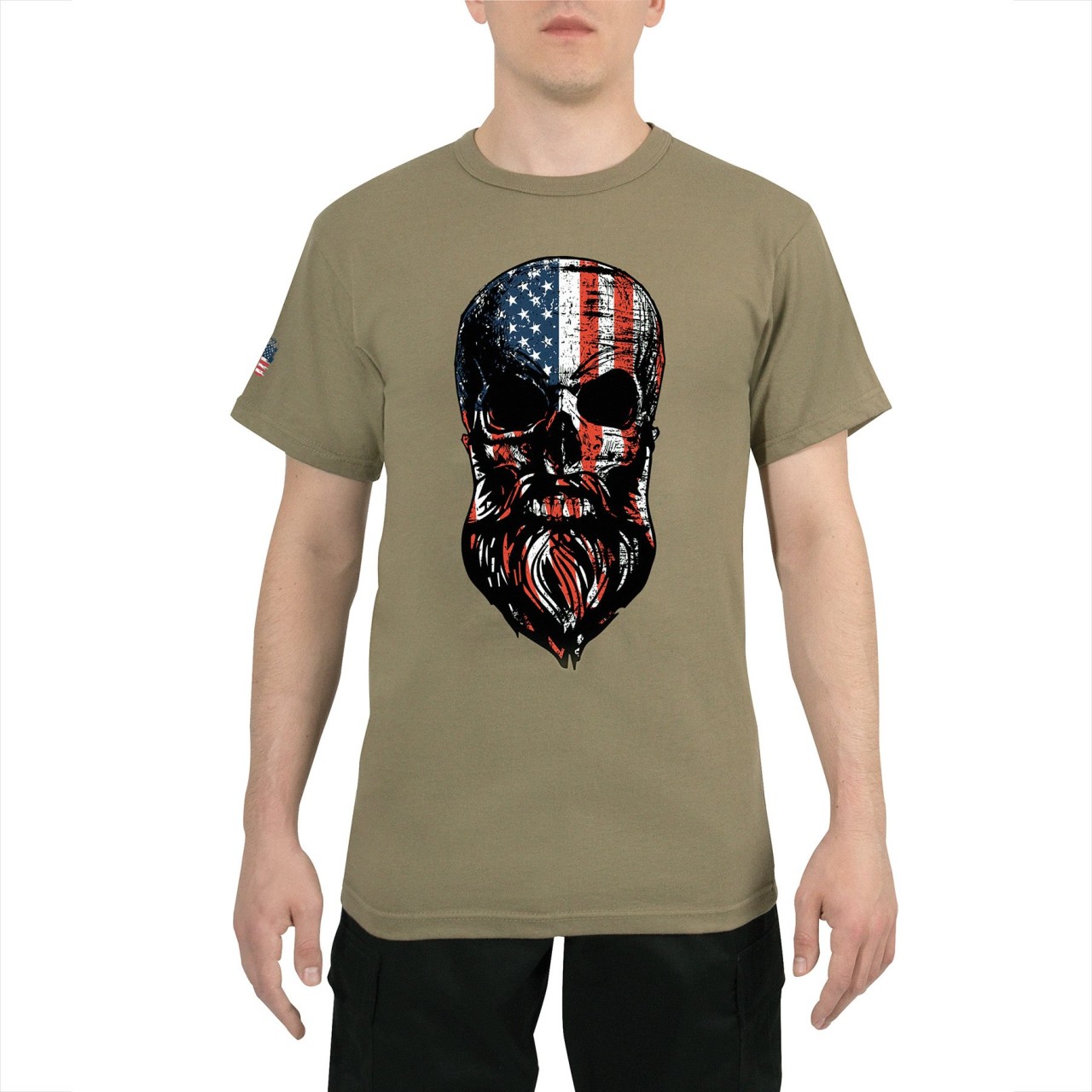 Tričko motív USA fúzatá lebka COYOTE BROWN