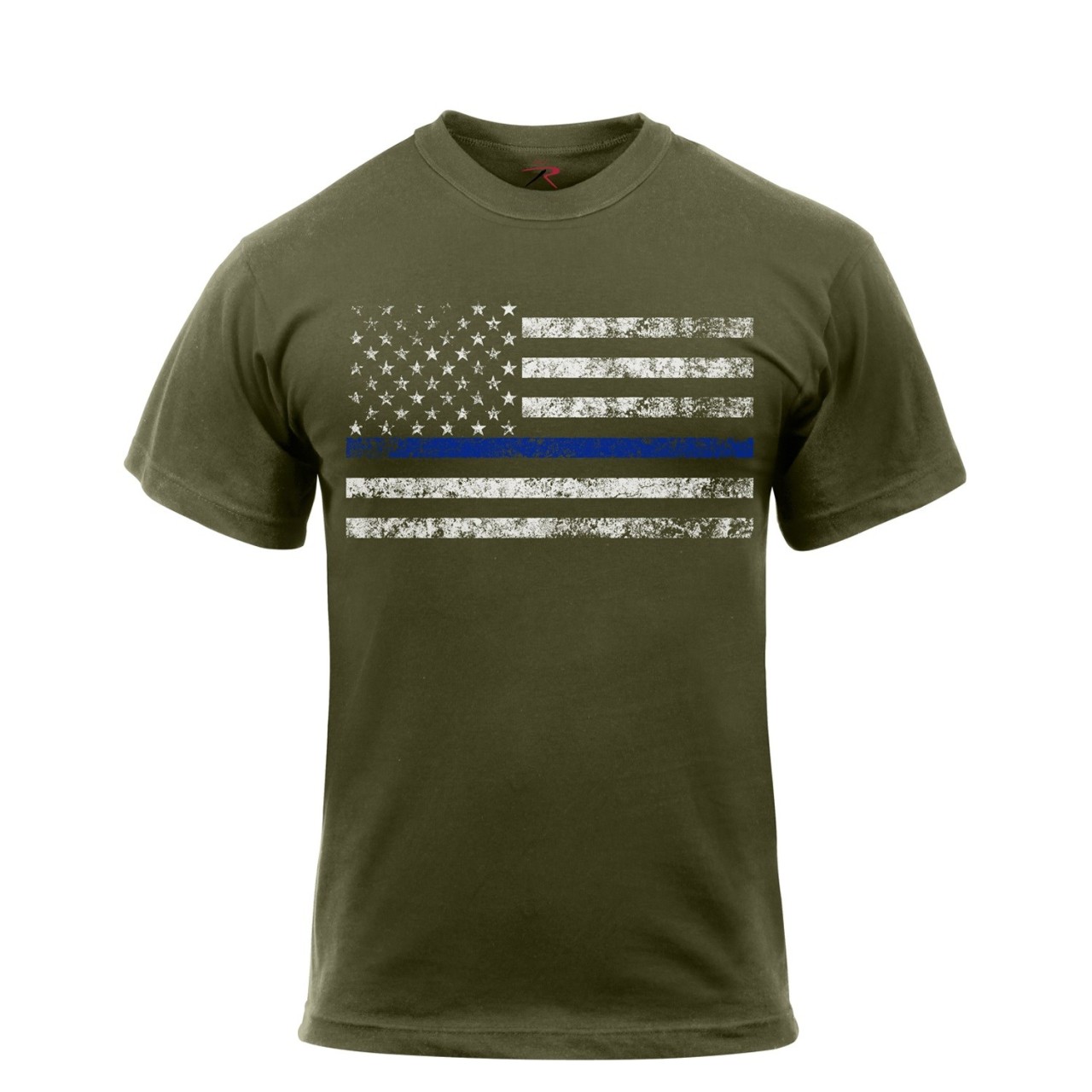 Tričko THIN BLUE LINE US vlajka ZELENÉ