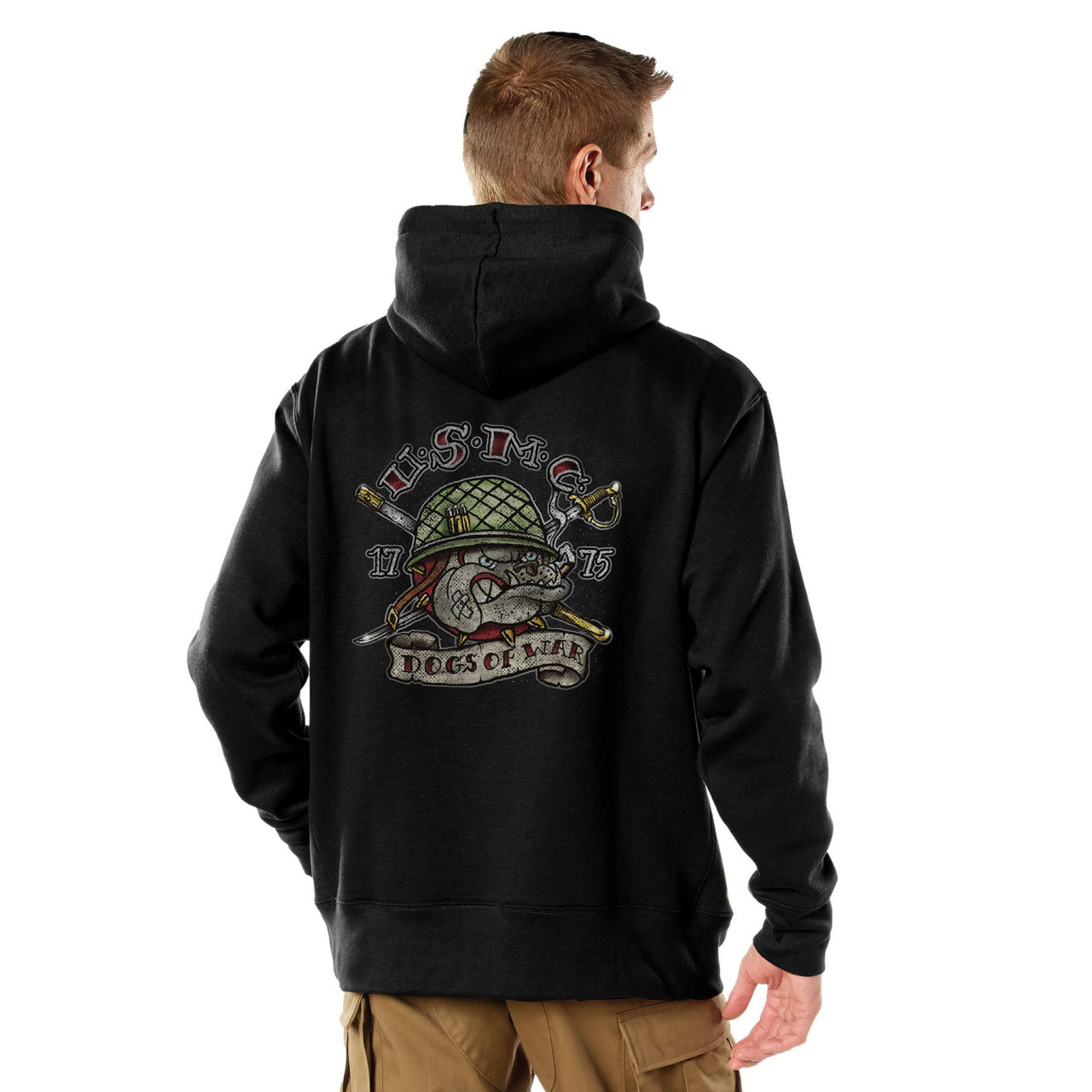 Mikina USMC DOGS OF WAR s kapucňou ČIERNA