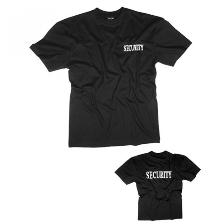 Tričko krátky rukáv s 2 nápismi 'SECURITY' ČIERNE