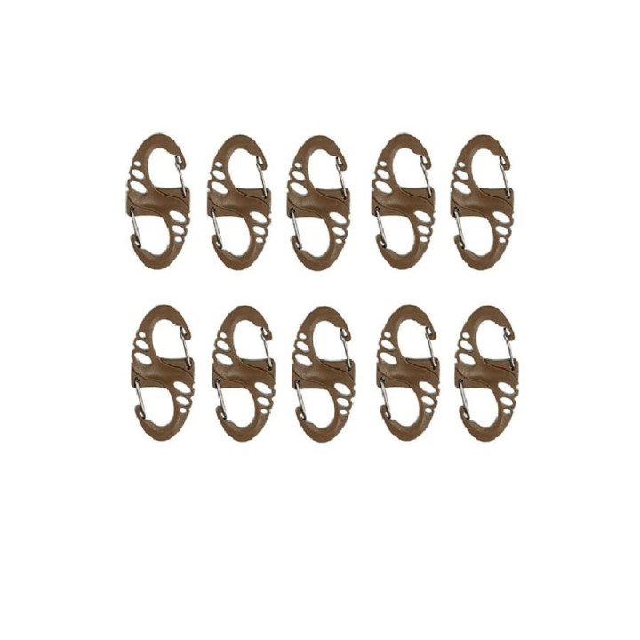 Karabínky S-HOOK, balenie po 10 ks COYOTE