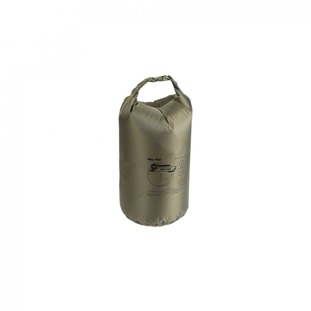 Ultraľahká nepremokavá taška DRY BAG s rolovacím uzáverom, 13 litrov, ZELENÁ