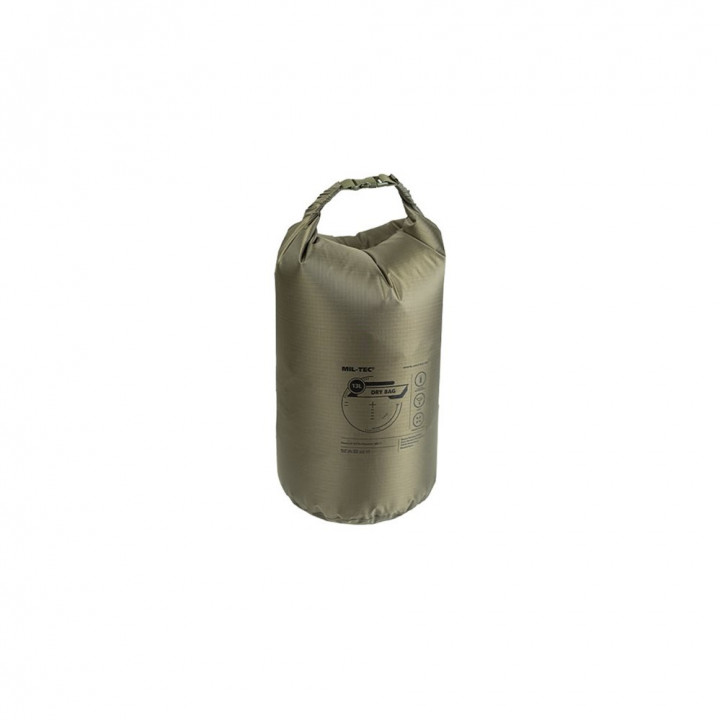 Ultraľahká nepremokavá taška DRY BAG s rolovacím uzáverom, 13 litrov, ZELENÁ