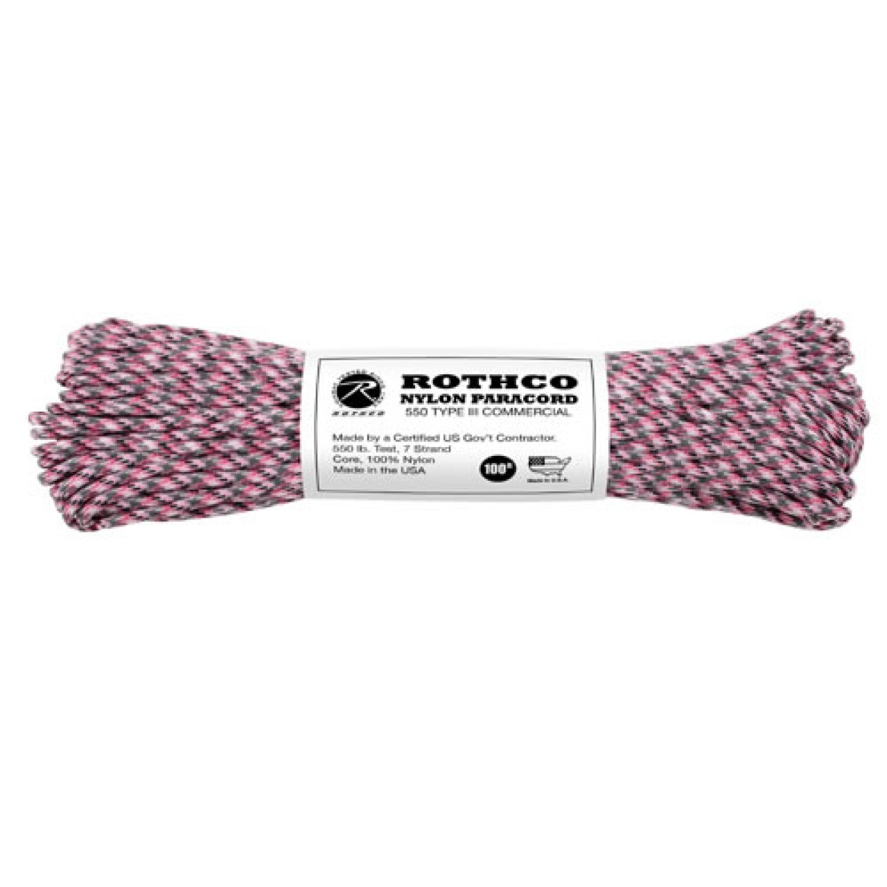Šnúra PARACORD nylon 550LB 30m 4mm RUŽOVÁ CAMO