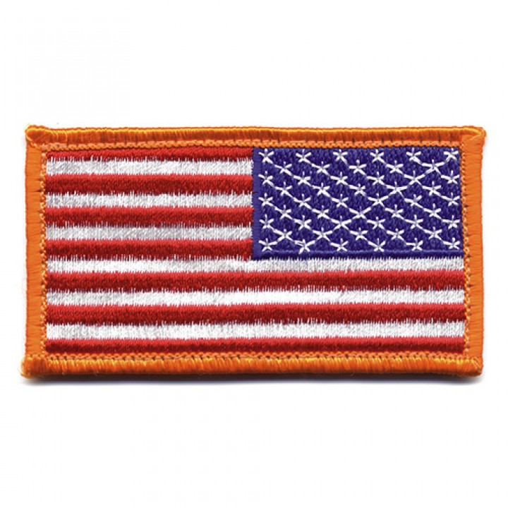 Nášivka US vlajka reverzná 4,5 x 8,5 cm ORANŽOVÝ lem