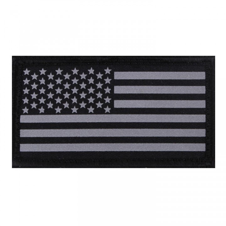 Nášivka REFLEXNÁ vlajka USA velcro ČIERNA