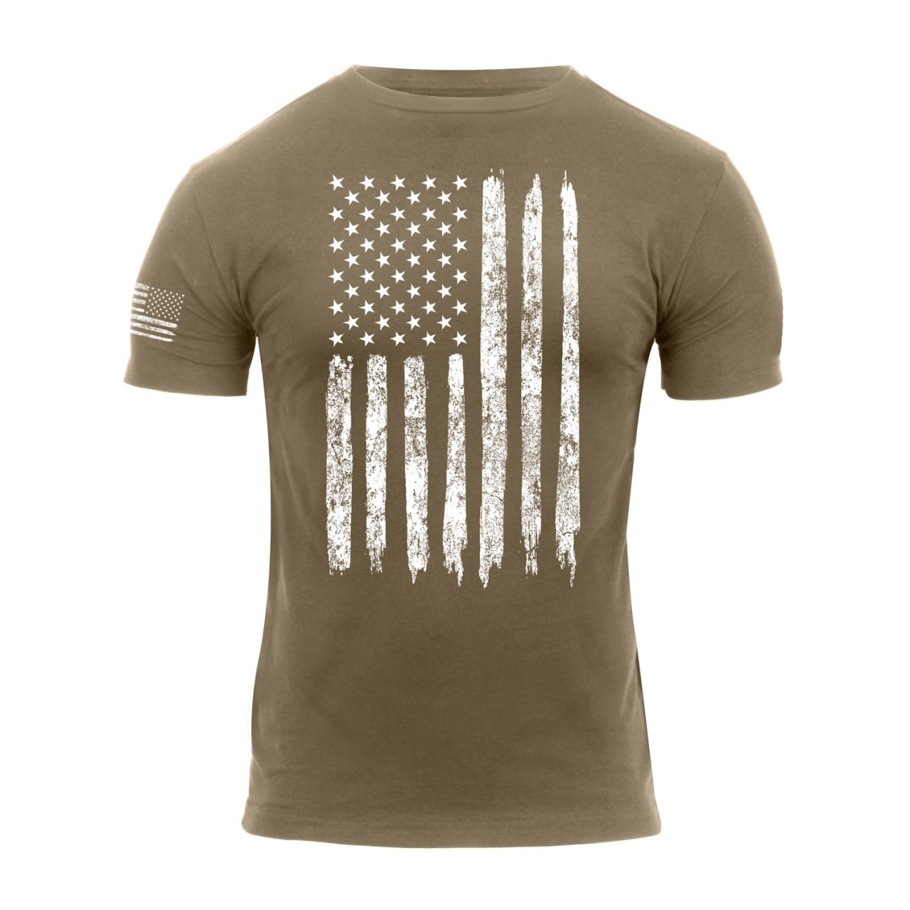 Tričko DISTRESSED US biela vlajka COYOTE BROWN
