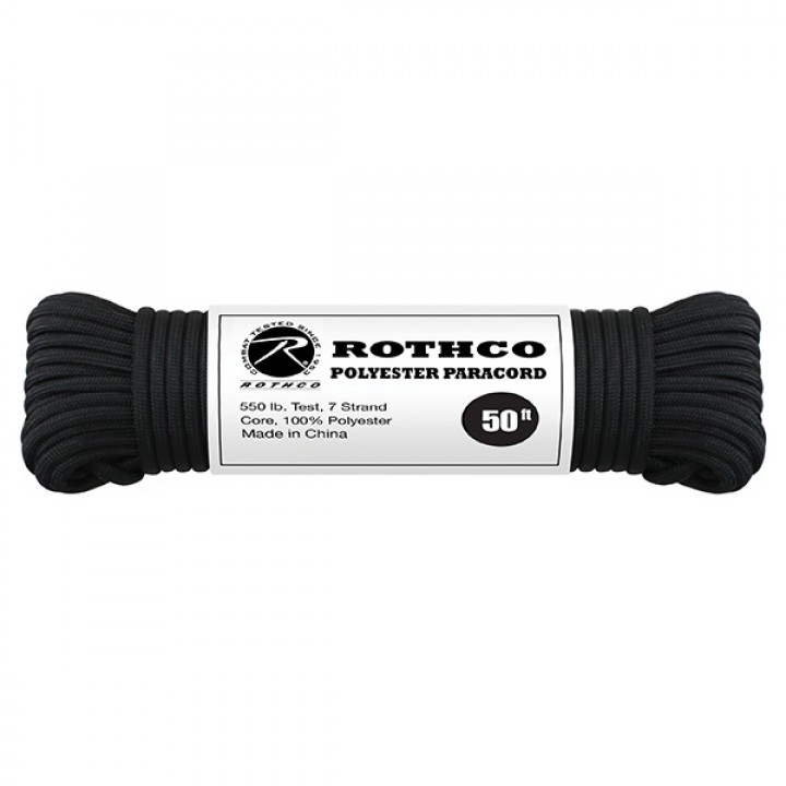 Šnúra PARACORD polyester 550LB 15m 4mm ČIERNA