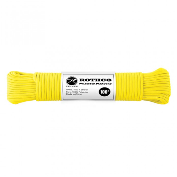 Šnúra PARACORD polyester 550LB 30m 4mm REFLEXNÁ ŽLTÁ