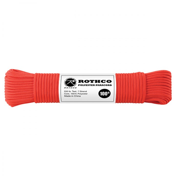 Šnúra PARACORD polyester 550LB 30m 4mm ČERVENÁ