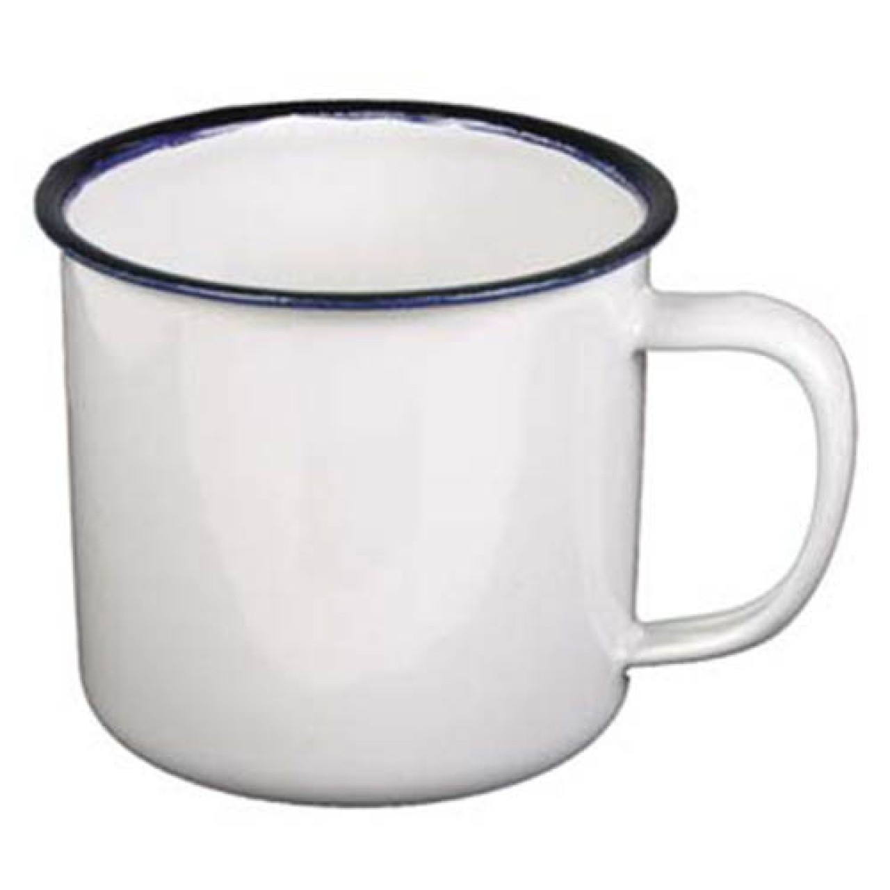 Hrnček 0,3 l priemer 8 cm smalt BIELY čierny lem