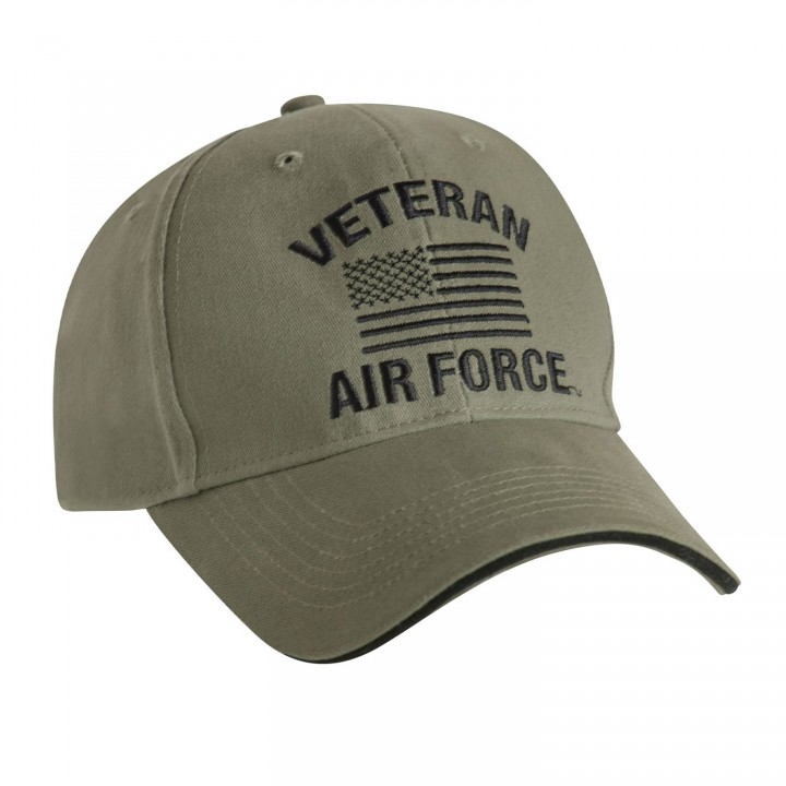 Čiapka VINTAGE VETERAN AIR FORCE s US vlajkou ZELENÁ