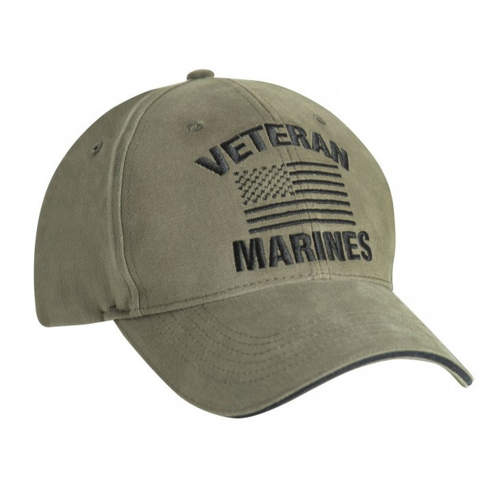 Čiapka VINTAGE VETERAN MARINES s US vlajkou ZELENÁ