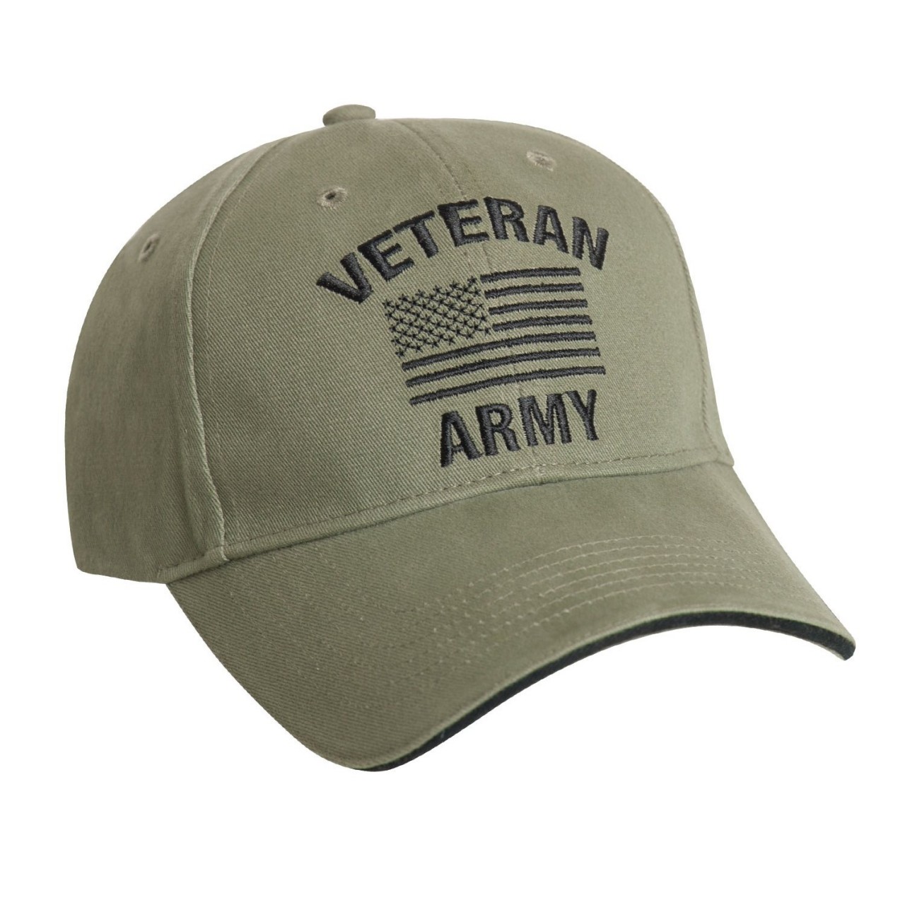 Čiapka VINTAGE VETERAN ARMY s US vlajkou ZELENÁ