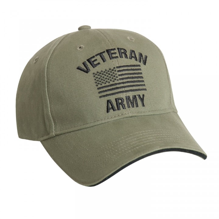 Čiapka VINTAGE VETERAN ARMY s US vlajkou ZELENÁ