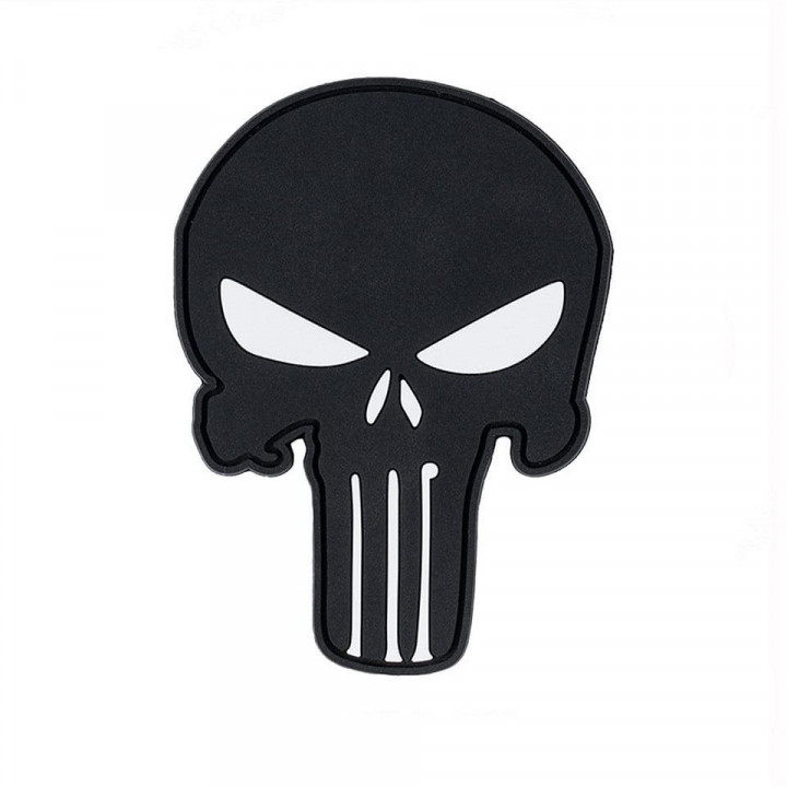 Nášivka PUNISHER velcro plastová ČIERNA