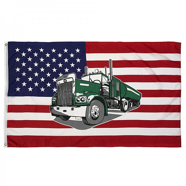 Vlajka USA s kamiónom TRUCK