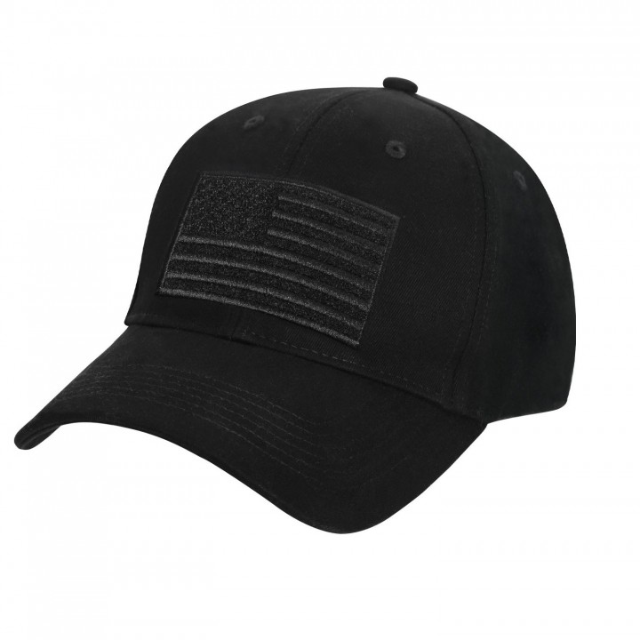Čiapka baseball US velcro vlajka ČIERNA
