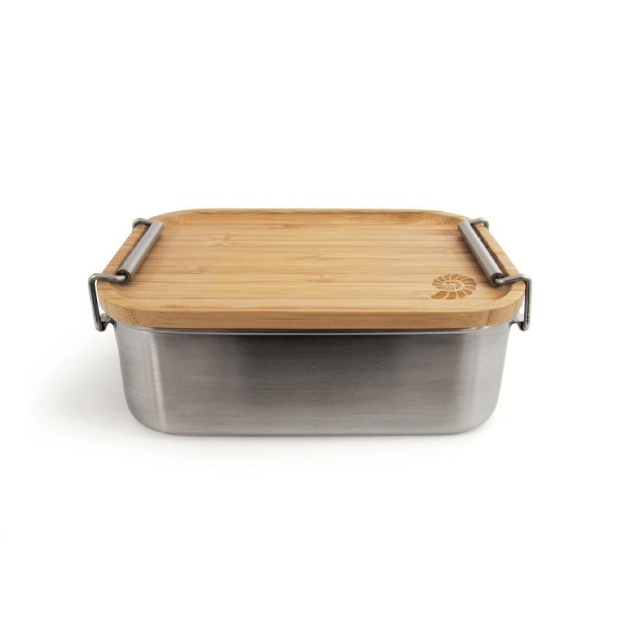 Nerezová nádoba na potraviny s doskou na krájanie Lunchbox Bamboo-Clip
