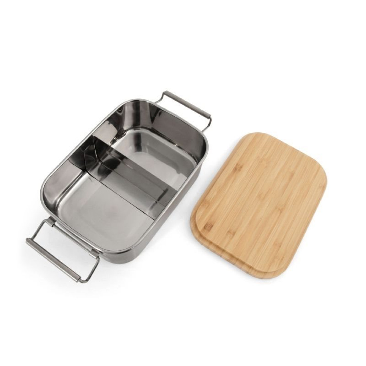 Nerezová nádoba na potraviny s doskou na krájanie Lunchbox Bamboo-Clip