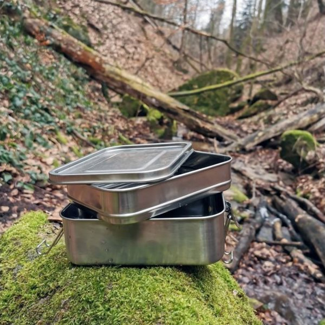 Dvojitá nerezová krabička na potraviny Lunchbox Deluxe Double