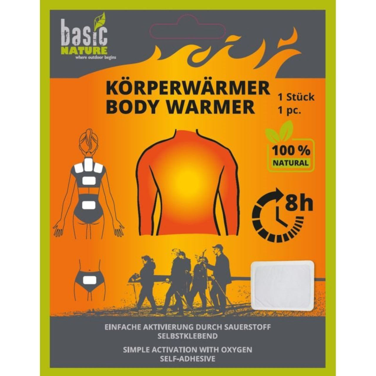 Jednorazový ohrievač tela 10 x 13 x 0,5 cm až 8 hodín