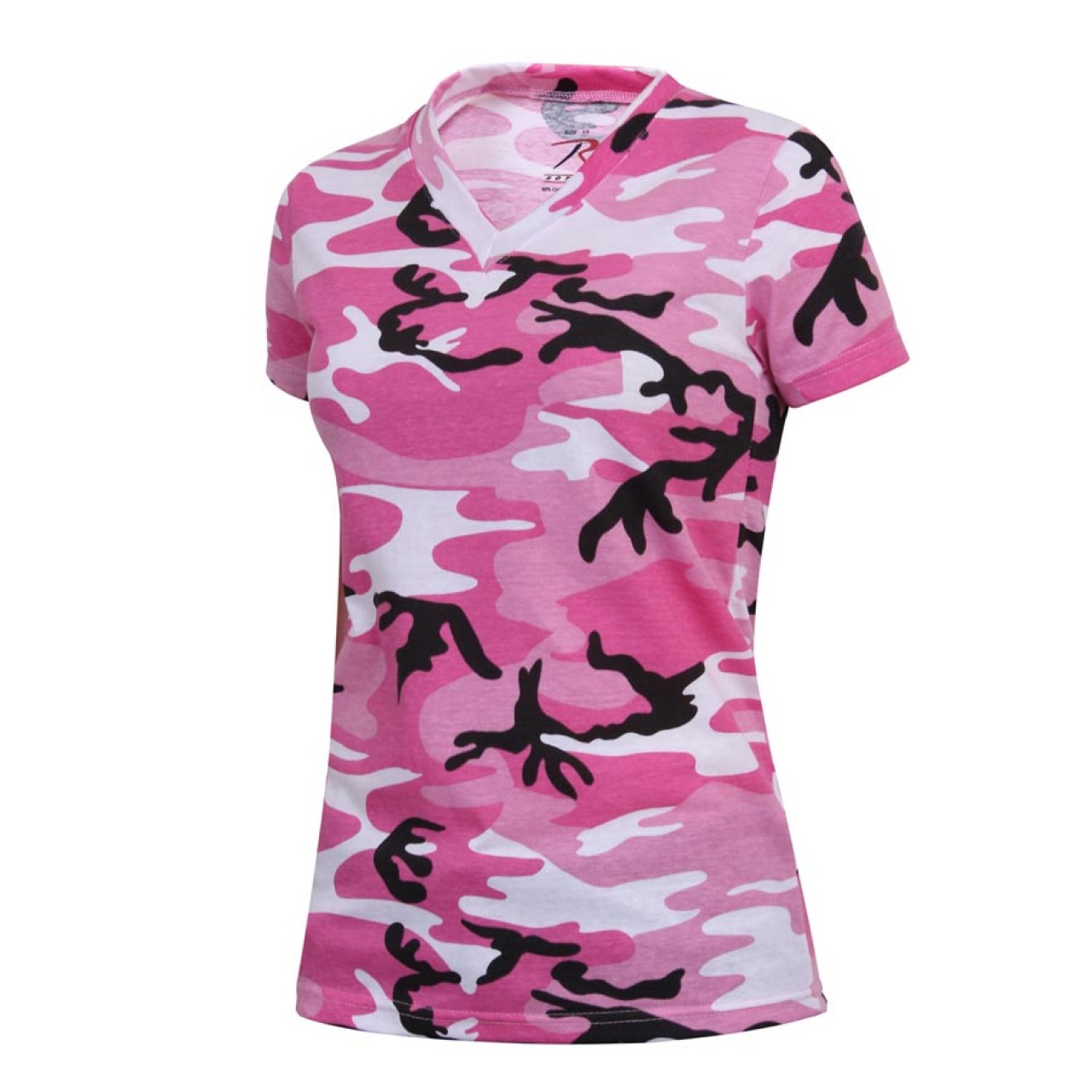 Tričko dámske V-výstrih predĺžené PINK CAMO
