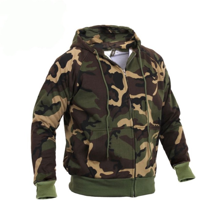Mikina s kapucňou THERMAL na zips WOODLAND