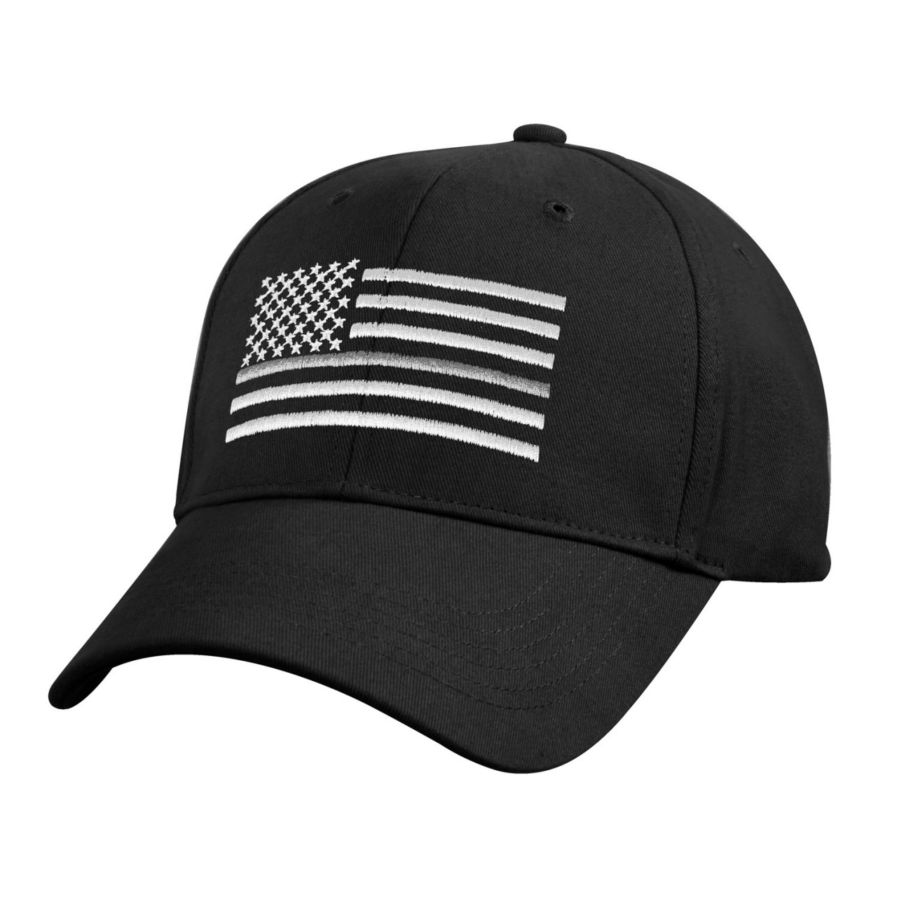 Čiapka US vlajka so striebornou linkou čierna