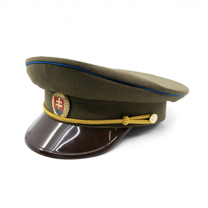 Čiapka SK zlatý odznak, plastový vrchol, modrá čiara ZELENÁ