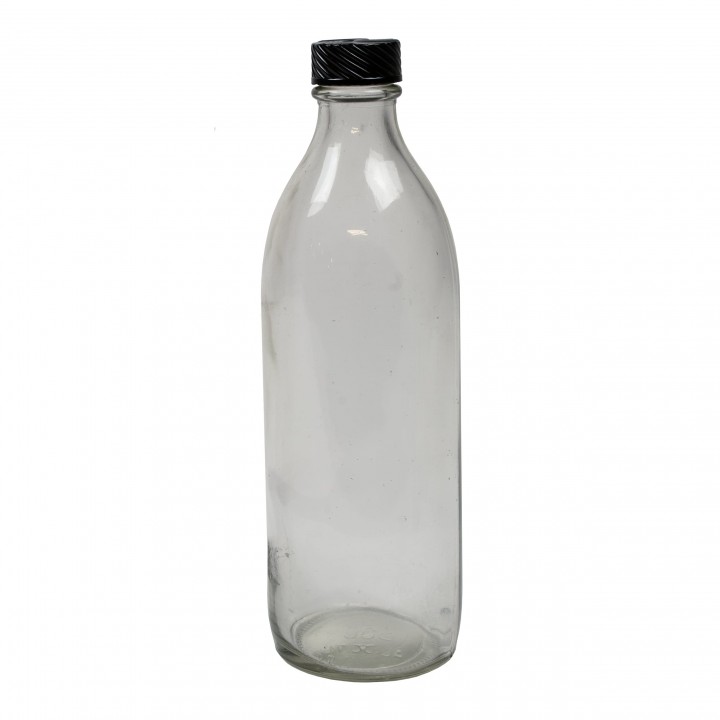 Fľaštička sklenená s úzkym hrdlom 500 ml s plastovým viečkom