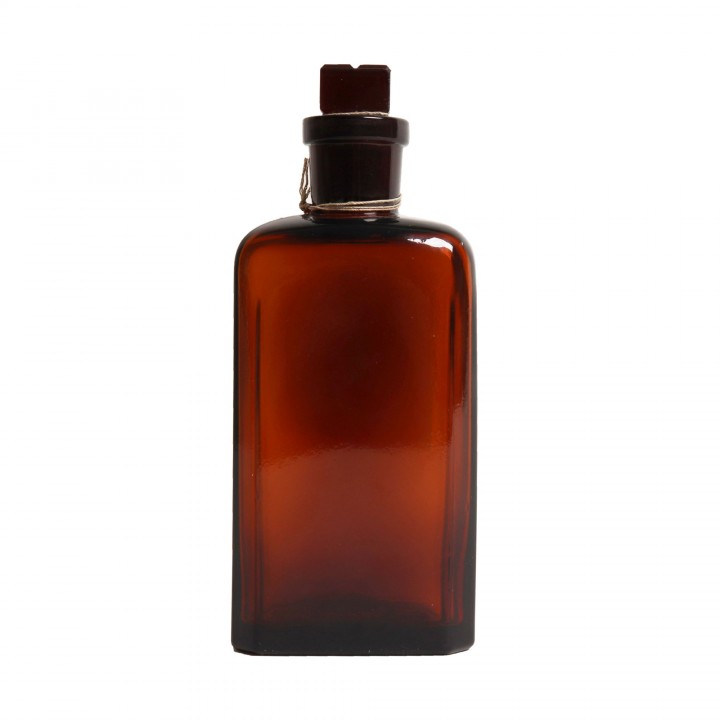 Fľaša sklenená hranatá s brúseným hrdlom 250 ml hnedá
