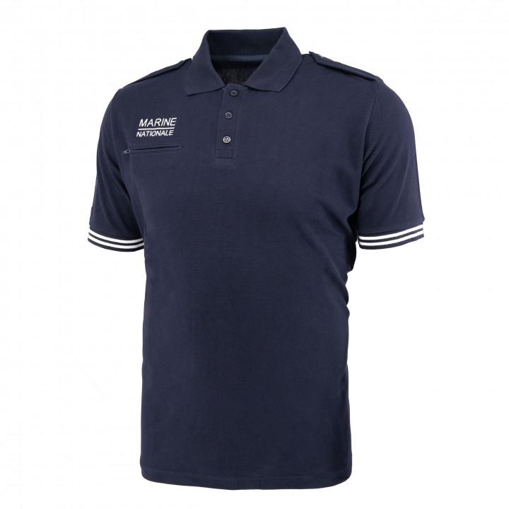 Polokošile s krátkým rukávom MARINE NATIONALE s pruhmi a kapsou MODRÁ