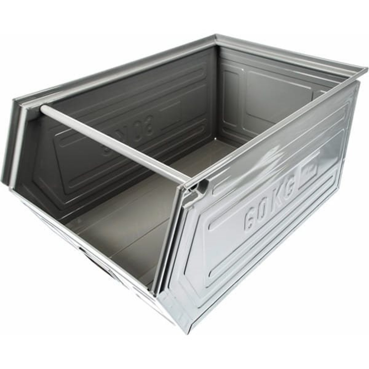 Debna plechová ukladacia skosená 63kg / 400×600×300mm použitá