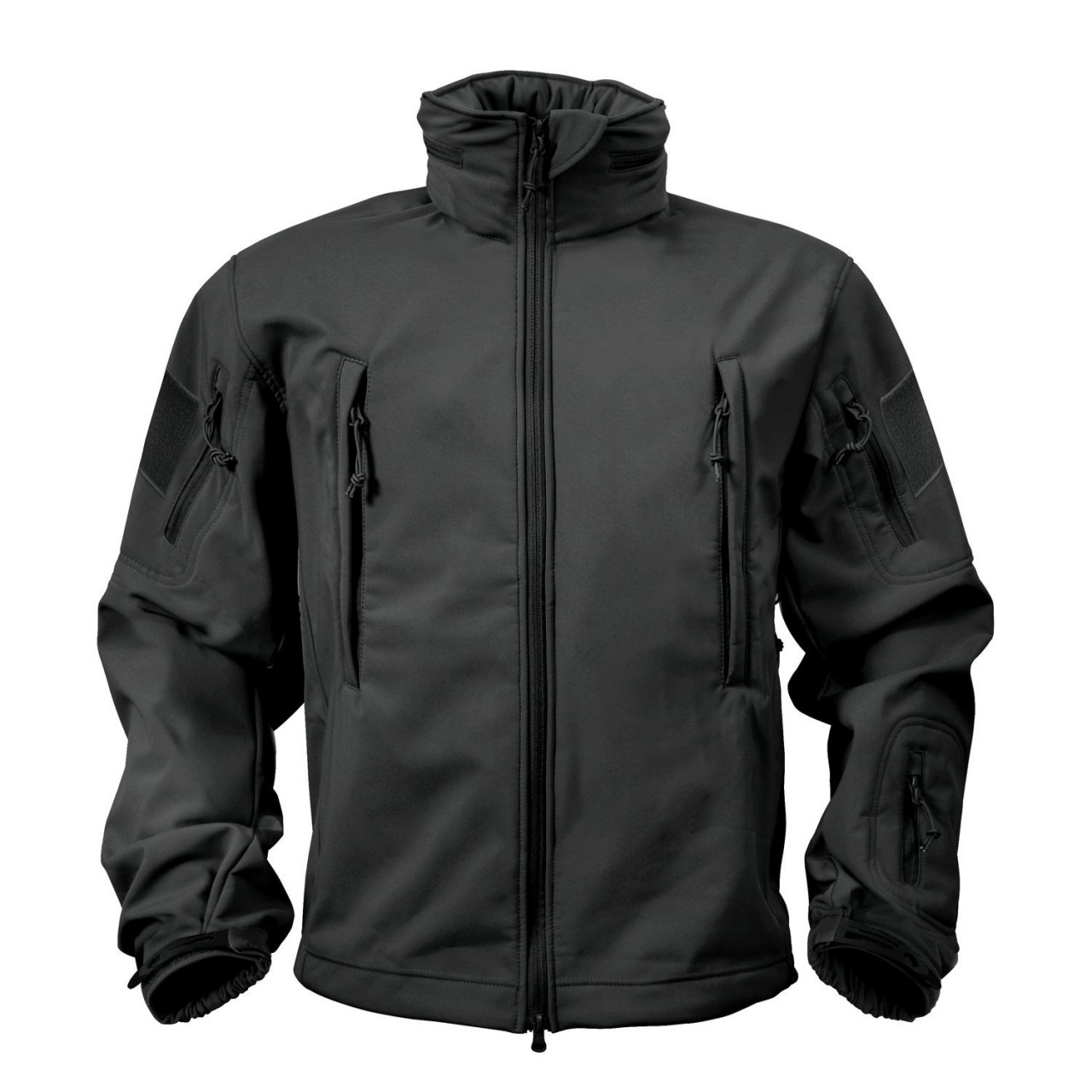 Bunda SECURITY s kapucňou softshell ČIERNA
