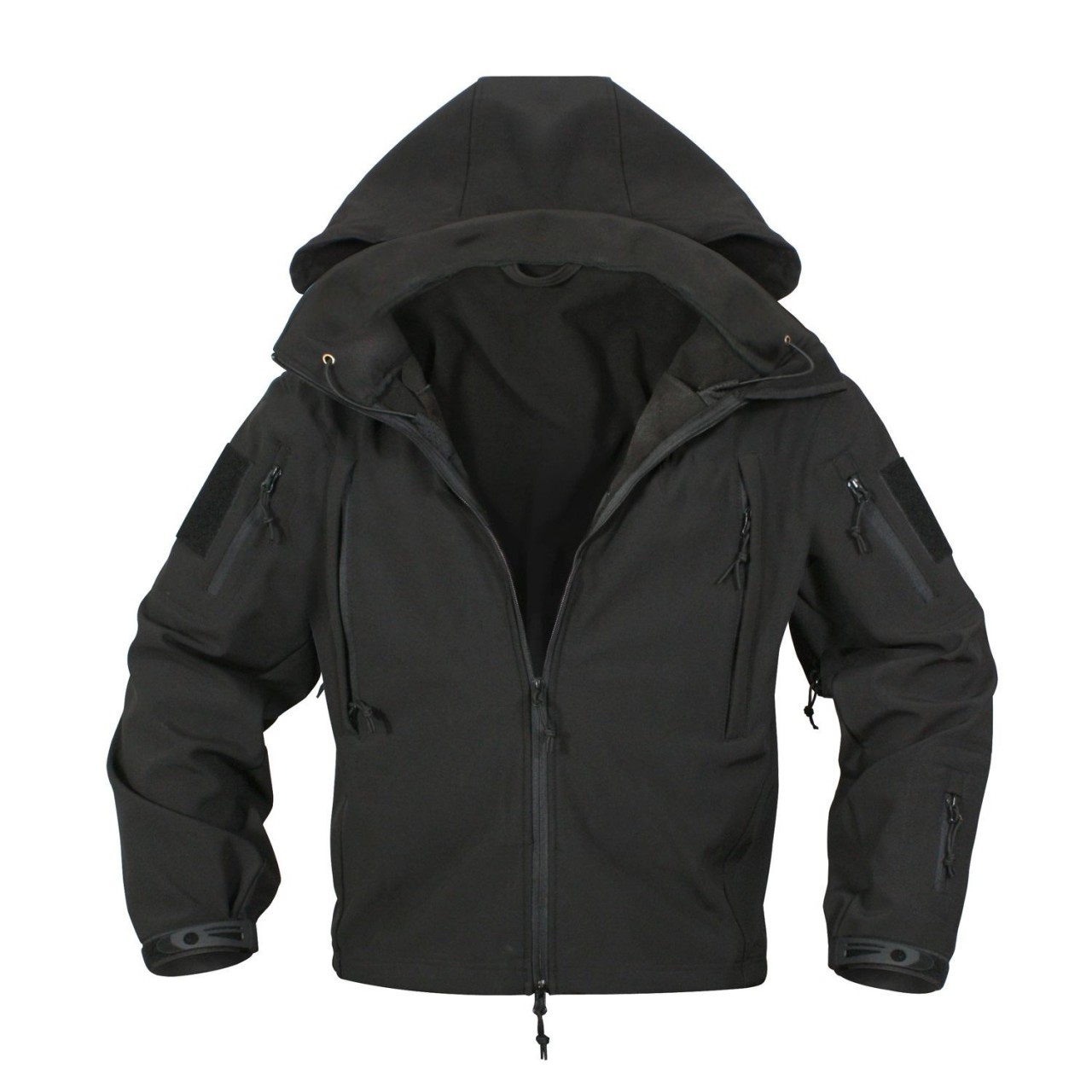 Bunda SECURITY s kapucňou softshell ČIERNA