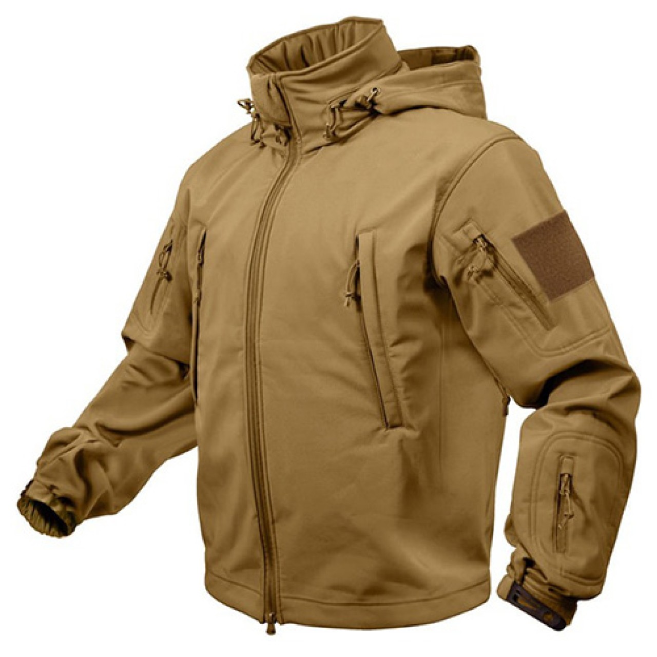 Bunda TACTICAL s kapucňou softshell COYOTE