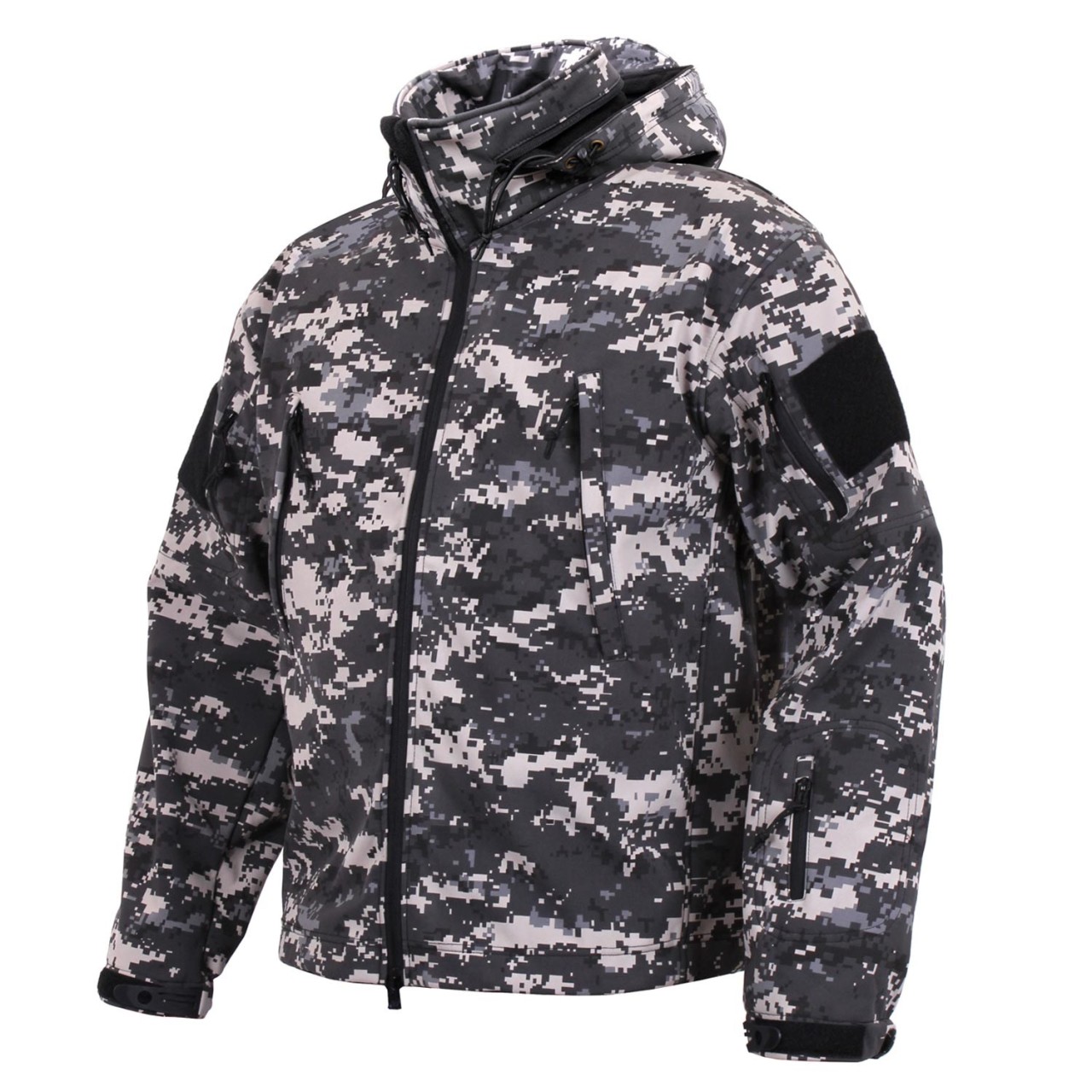 Bunda TACTICAL s kapucňou softshell URBAN DIGITAL