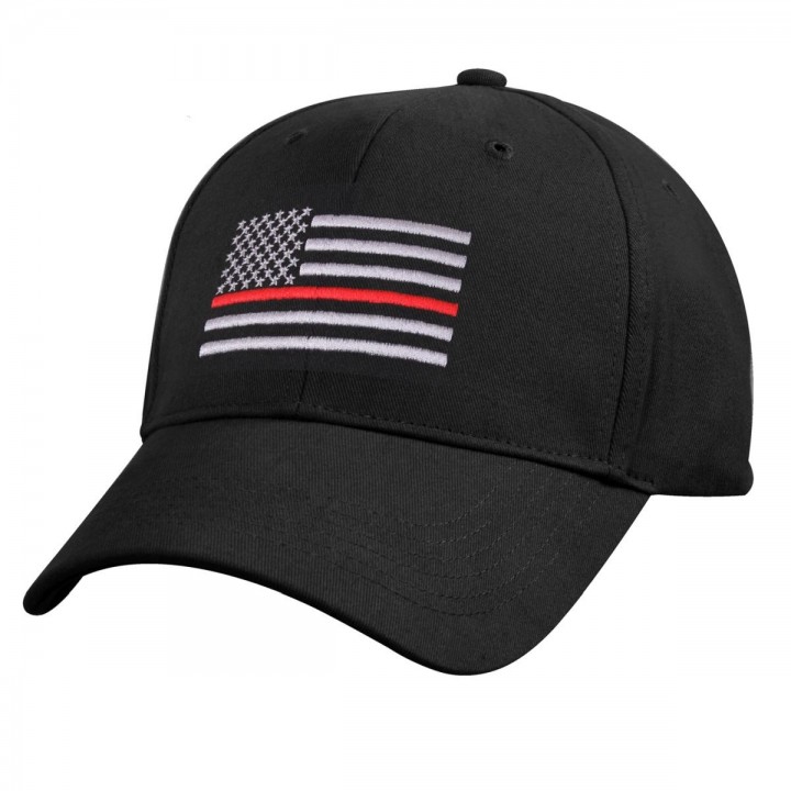 Čiapka US vlajka s červenou linkou ČIERNA