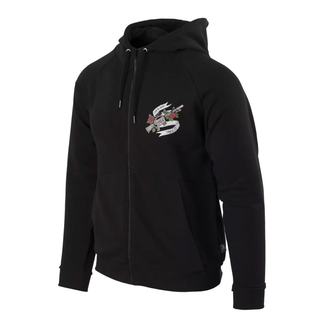 Mikina COME AND TAKE IT zips s kapucňou ČIERNA