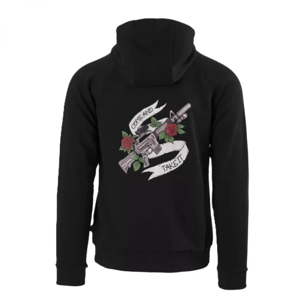 Mikina COME AND TAKE IT zips s kapucňou ČIERNA