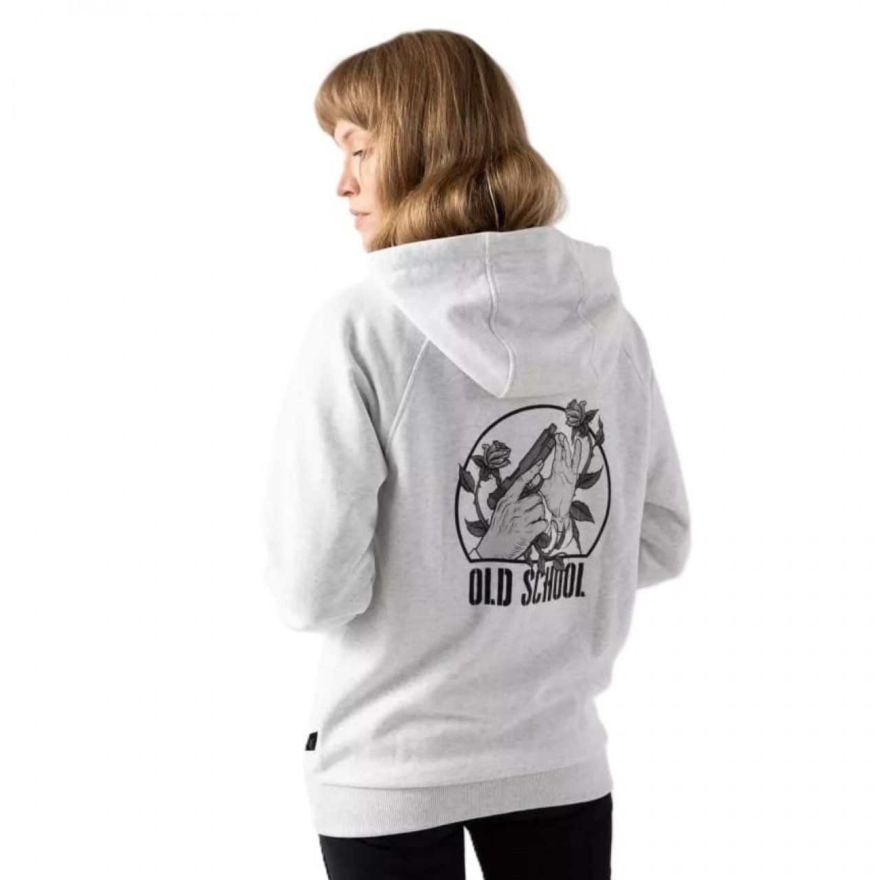 Mikina OLD SCHOOL zips s kapucňou  BLEDOSIVÁ MELANŽ