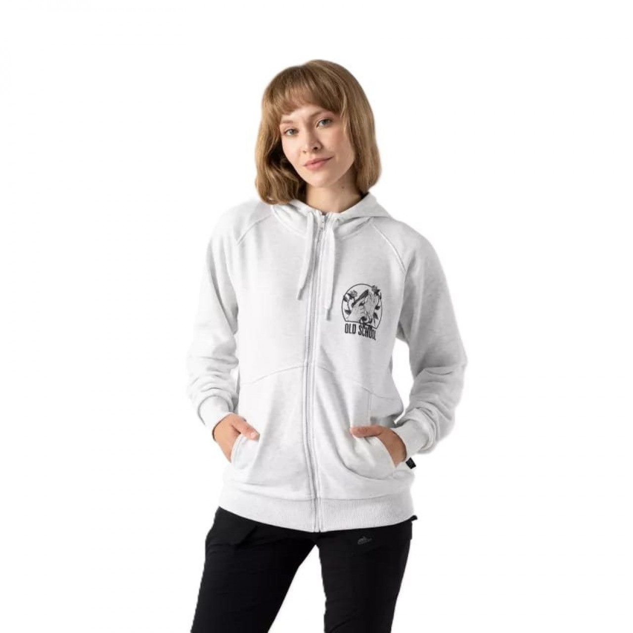 Mikina OLD SCHOOL zips s kapucňou  BLEDOSIVÁ MELANŽ