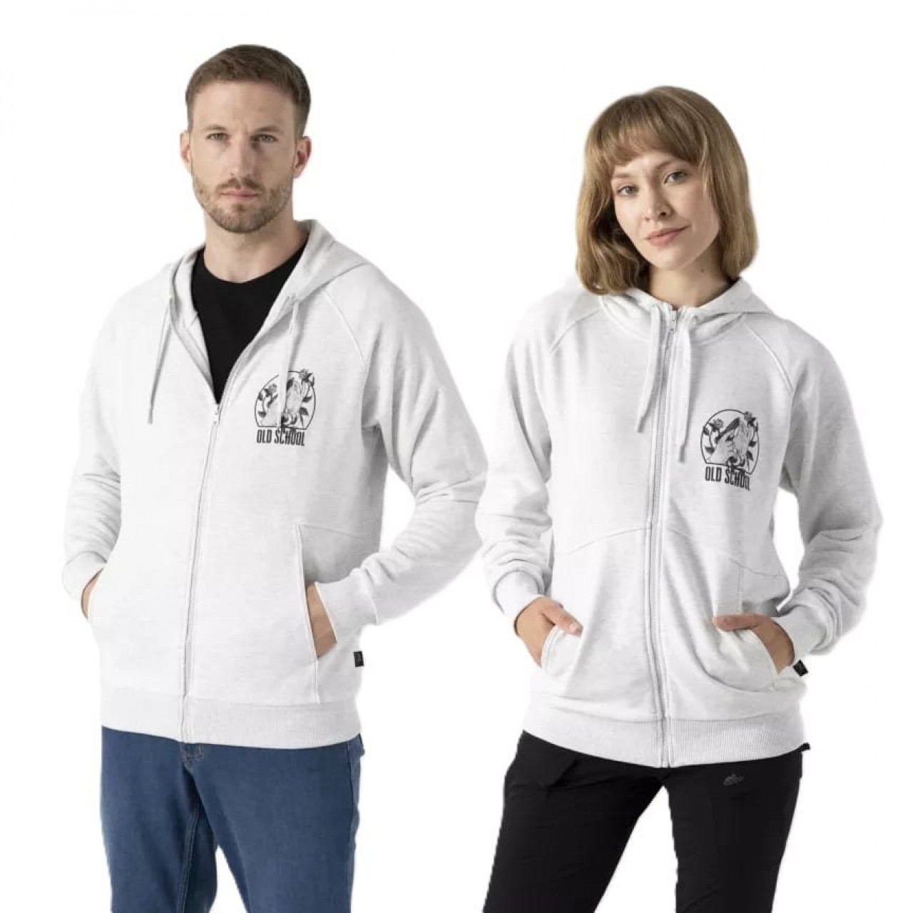 Mikina OLD SCHOOL zips s kapucňou  BLEDOSIVÁ MELANŽ