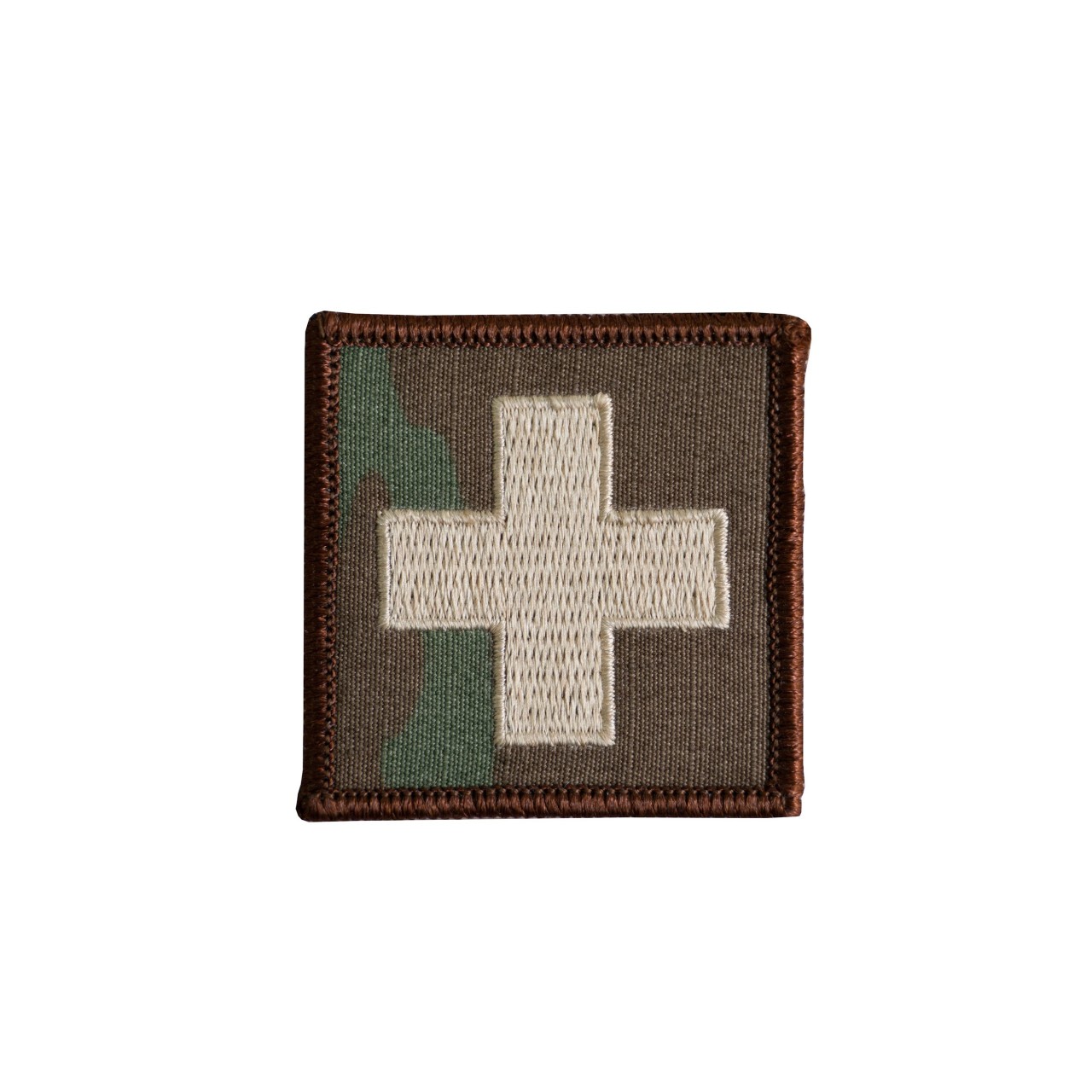 Nášivka zdravotník KRÍŽ velcro KHAKI-OCP okraj hnedý