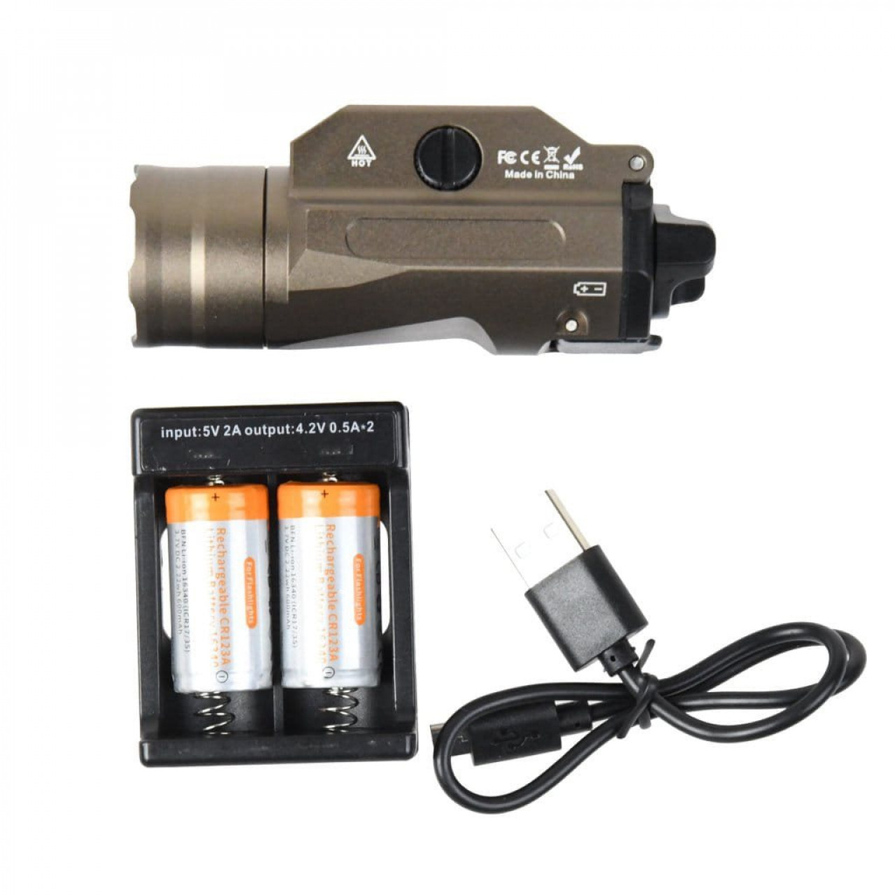 Svietidlo taktické PT02 na pištoli KHAKI