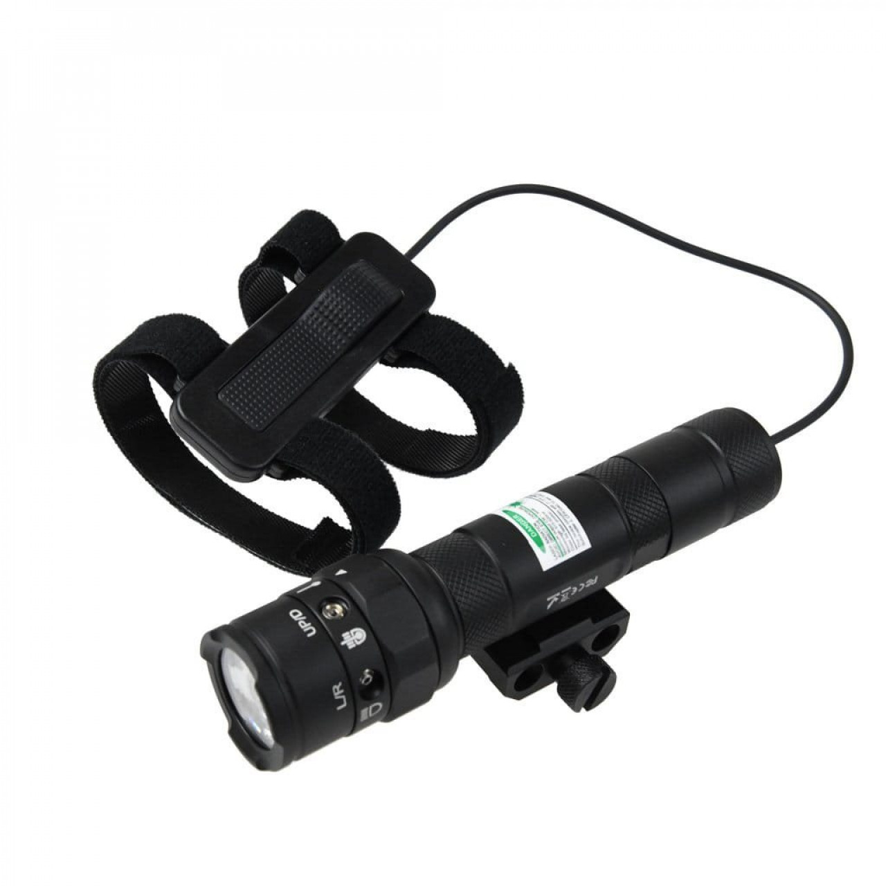 Svietidlo taktické RT01 so zeleným laserom ČIERNE