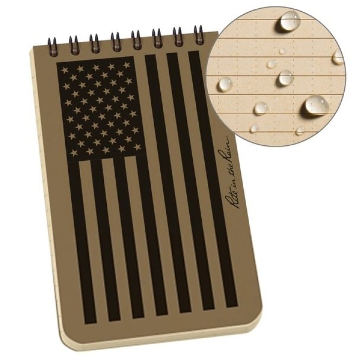Blok vodoodolný RITE IN THE RAIN Notebook malý vlajka USA TAN